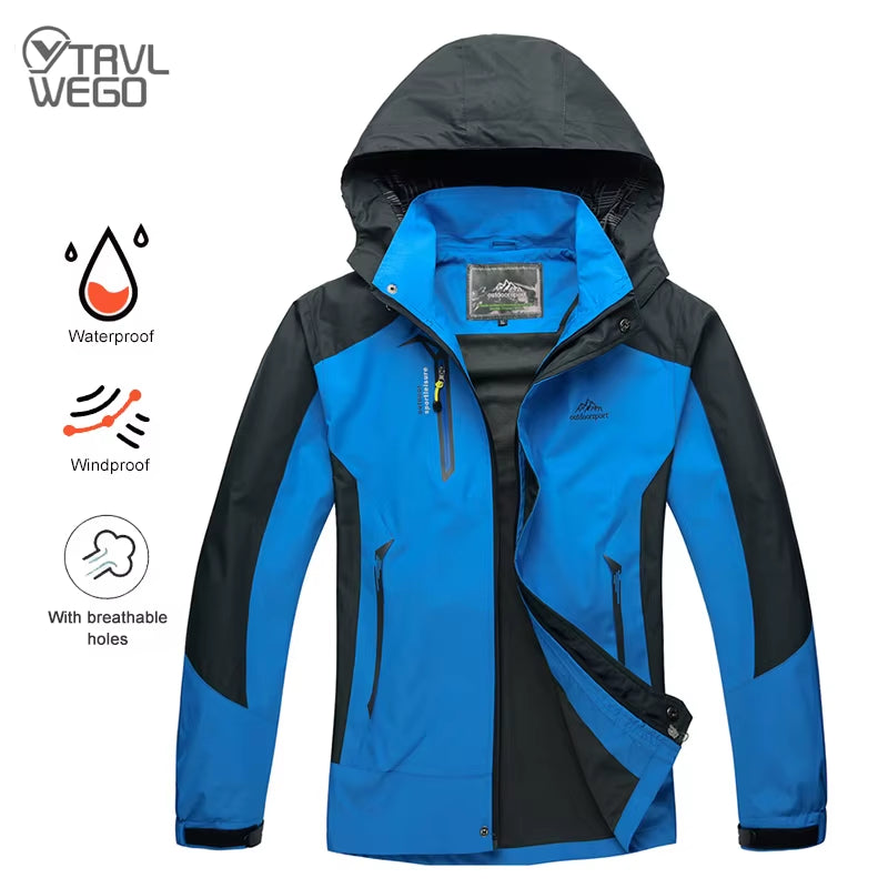 Camping Hiking Jacket Men Autumn Outdoor Sports Coats Climbing Trekking Windbreaker Travel Waterproof Jackets Black