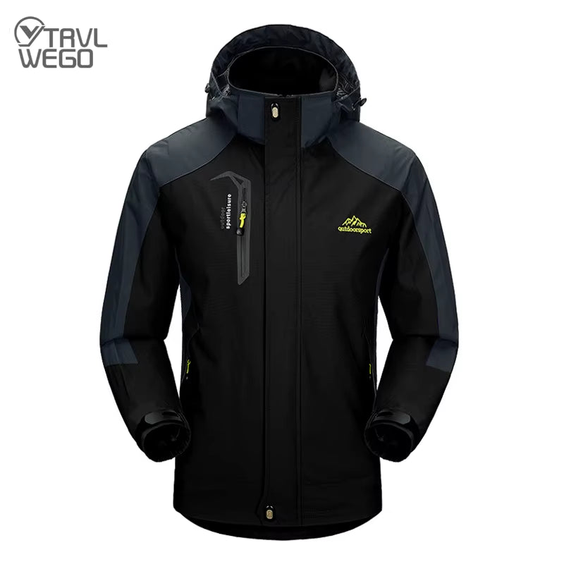 Camping Hiking Jacket Men Autumn Outdoor Sports Coats Climbing Trekking Windbreaker Travel Waterproof Jackets Black