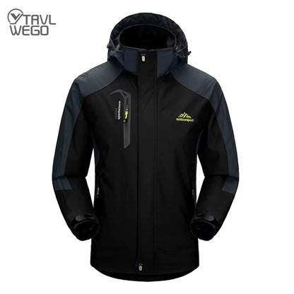 Camping Hiking Jacket Men Autumn Outdoor Sports Coats Climbing Trekking Windbreaker Travel Waterproof Jackets Black